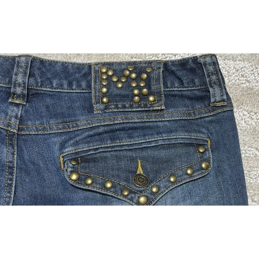 Michael Kors Y2K Studded Flap Pocket Denim Blue Jeans Bootcut Women’s 10 Stretch
